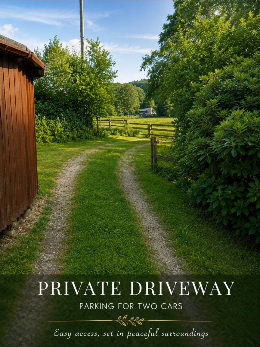 The private driveway at Herons Rest with parking for two cars