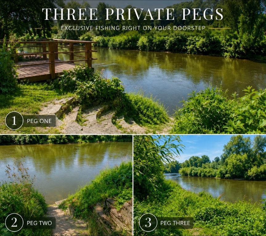 The three private fishing pegs at Herons Rest along the River Severn